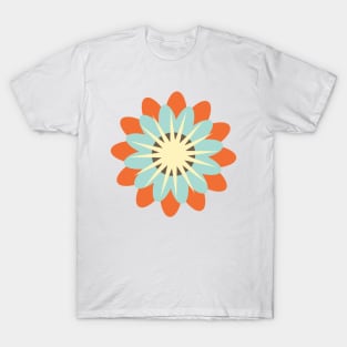 Retro Flower in buttercream, orange and light blue T-Shirt